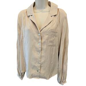 Vintage Fray neutral peasant wide arm long sleeve buttery button up minimalist M